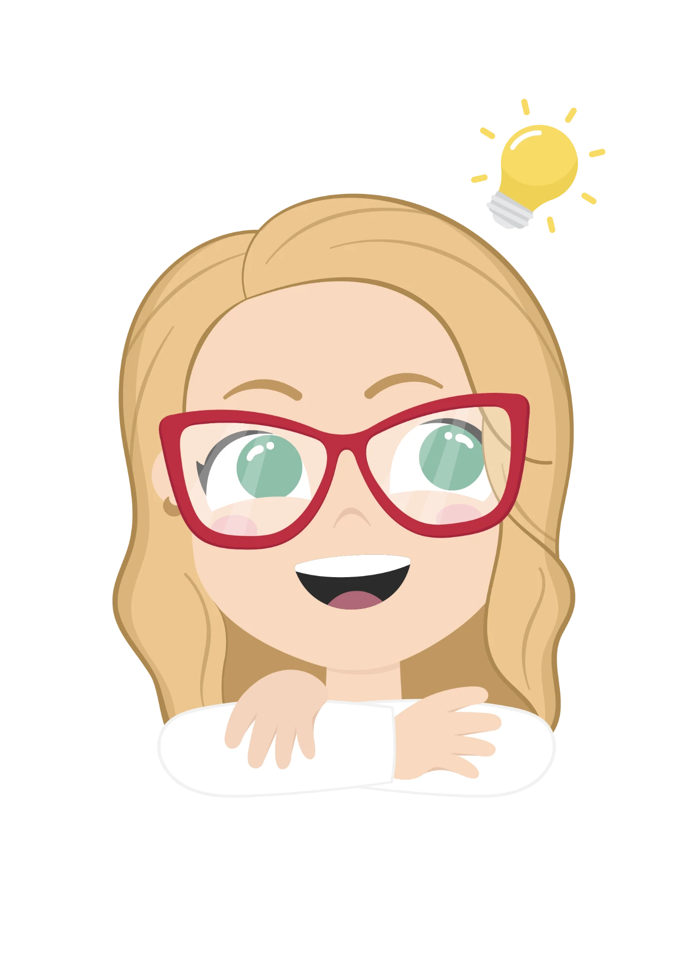 Evelinda, mascote da marca, com uma ideia sobre as etapas do acompanhamento